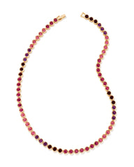 Kendra Scott carmen tennis necklace in gold ruby mix