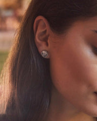 Kendra Scott Davie Stud Earring Rhodium Platinum Drusy model image