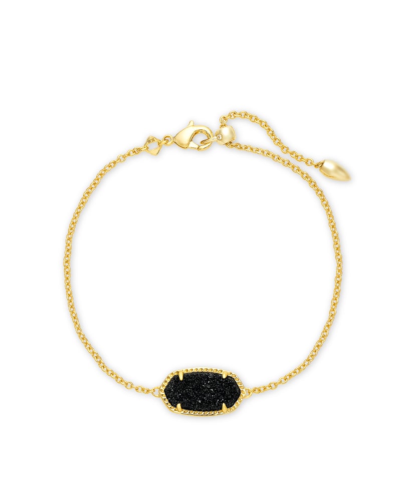 Kendra Scott Elaina Slide Bracelet Gold Black Drusy 