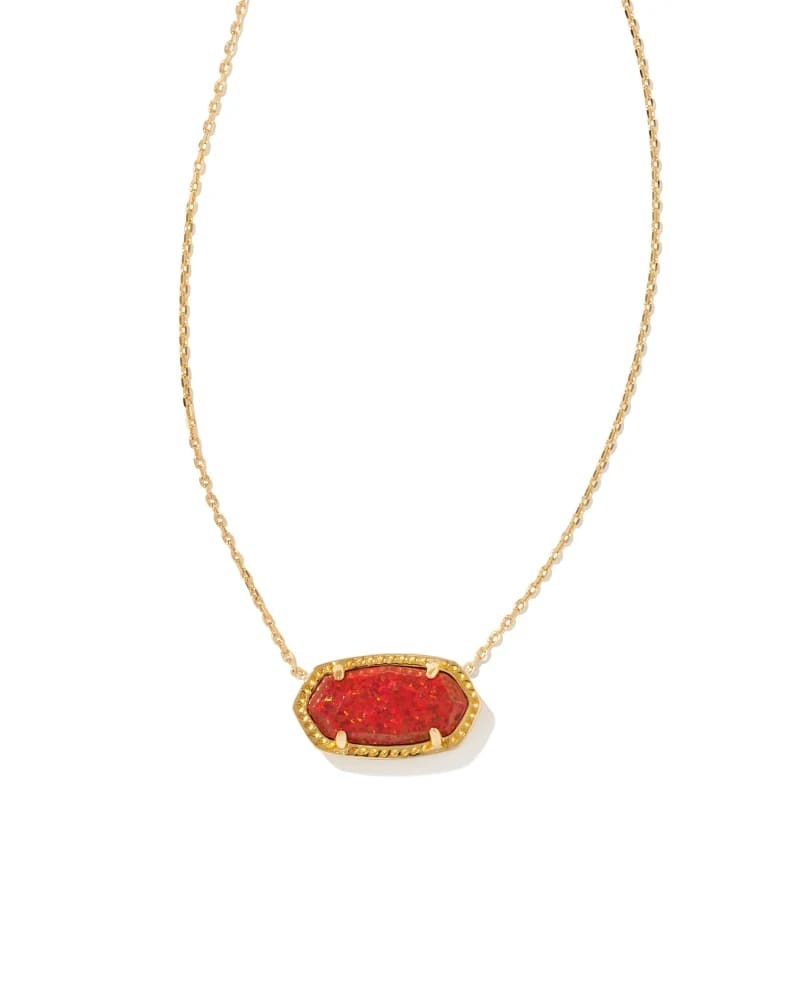 Kendra Scott Elisa gold pendant necklace in red kyocera opal