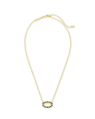 Elisa Open Frame Necklace Gold Black Spinel chain