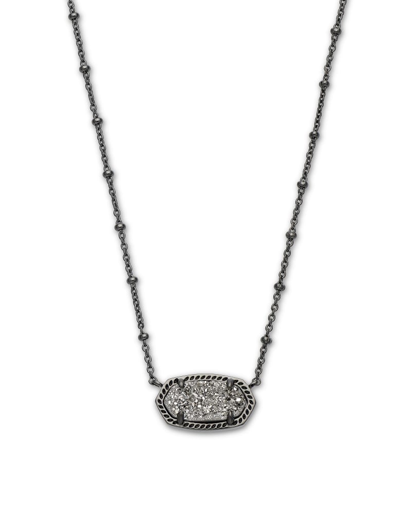 Kendra Scott Elisa Satellite Short Necklace Gunmetal Platinum Drusy