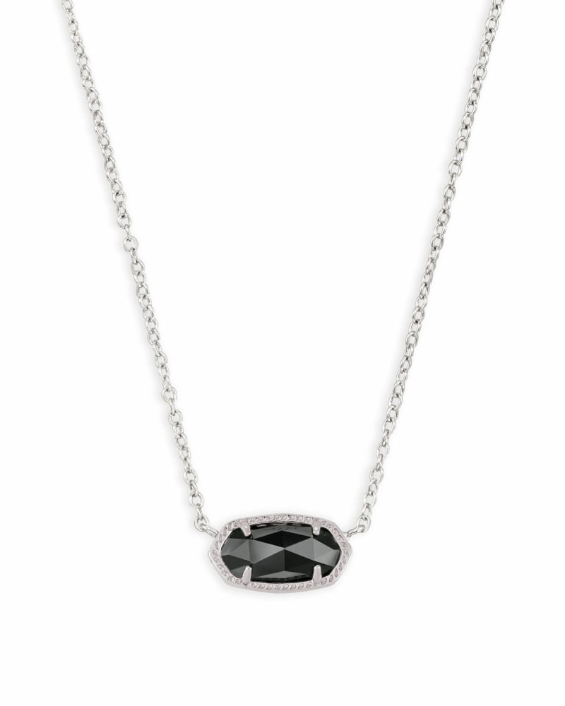 Kendra Scott Elisa Silver Pendant Necklace In Black Opaque Glass