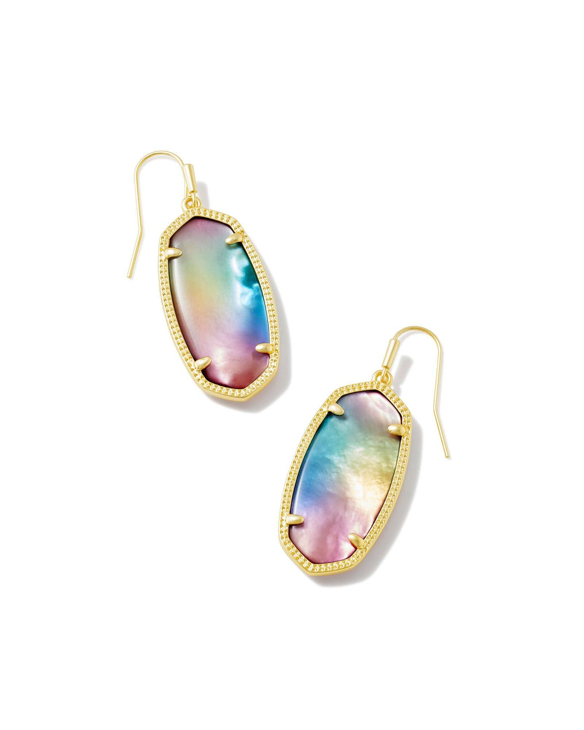 Kendra Scott Elle Drop Earrings Gold Yellow Watercolor Illusion.