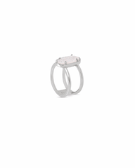 Kendra Scott Elyse Silver Ring Iridescent Drusy Size 8 