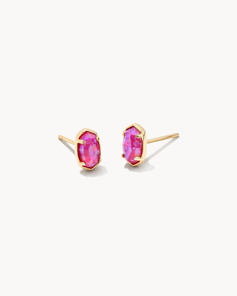 Emilie Stud Earring Gold - Plum Opal Front View