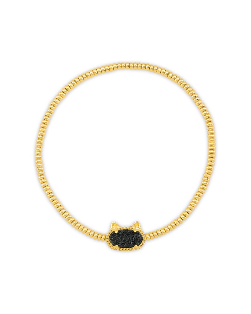 Grayson Cat Stretch Bracelet Gold - Black Drusy Front View