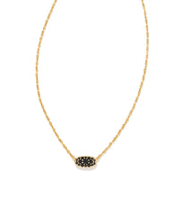 Kendra Scott grayson crystal pendant necklace in gold black spinel