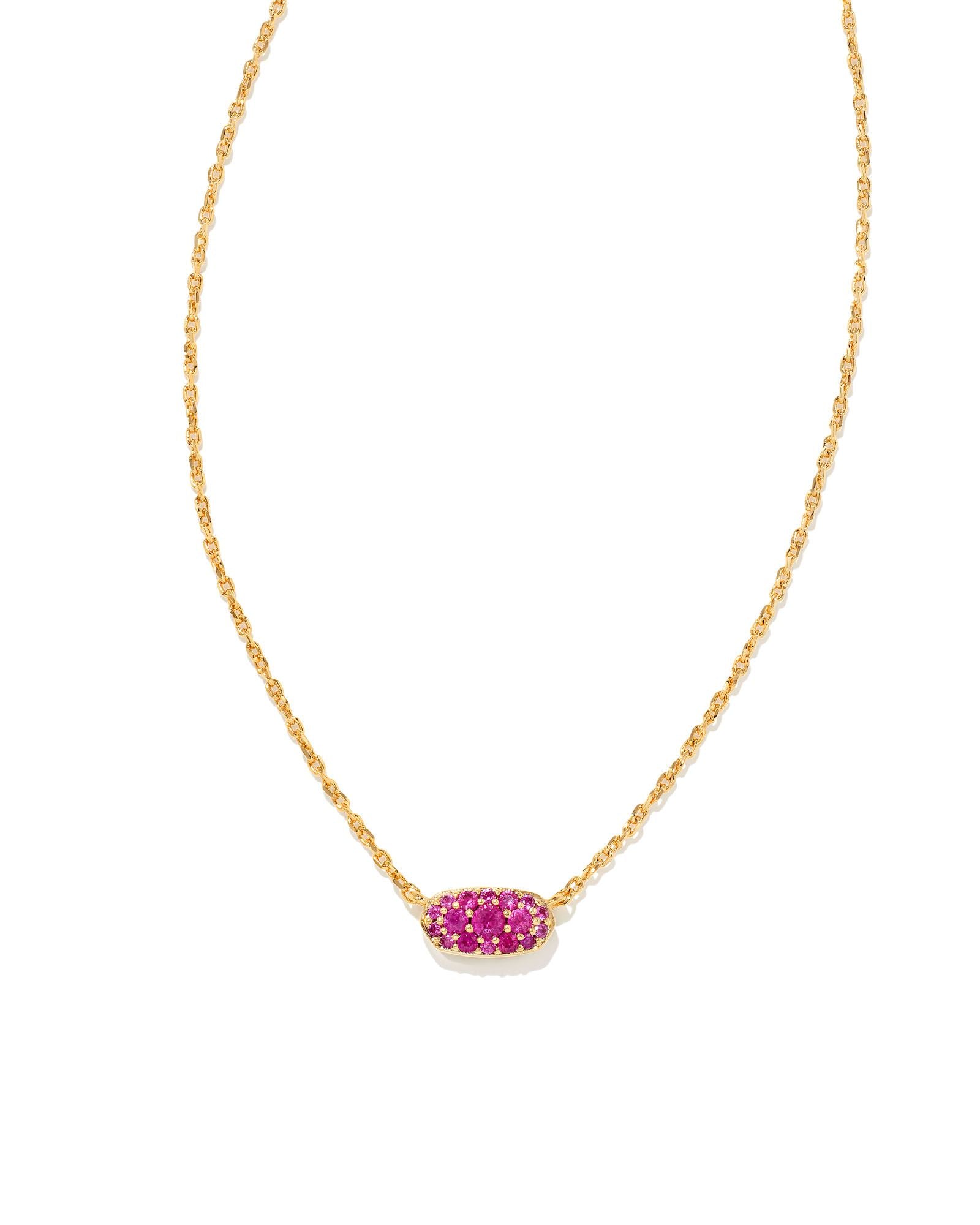 Kendra Scott grayson crystal pendant necklace in gold ruby crystal