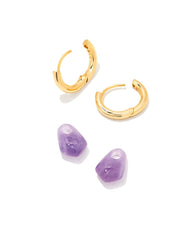 Insley Huggie Earrings Gold Amethyst