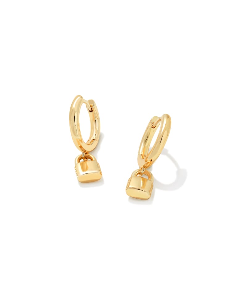 Jess Lock Huggie Earrings in Gold - Image 1 - Kendra Scott