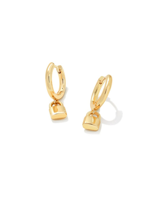 Jess Lock Huggie Earrings in Gold - Image 1 - Kendra Scott 800