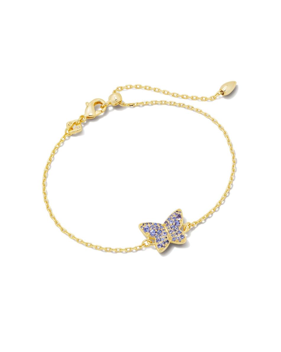 Kendra Scott Lillia Crystal Delicate Chain Bracelet Gold Violet Crystal in gold.