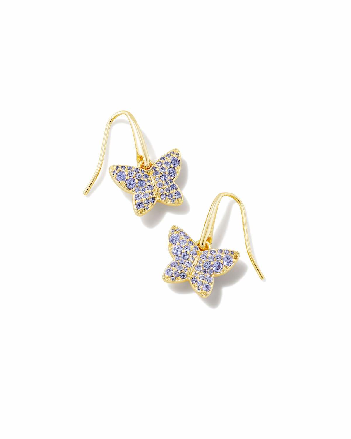 Kendra Scott Lillia Crystal Drop Earrings Gold Violet Crystal.
