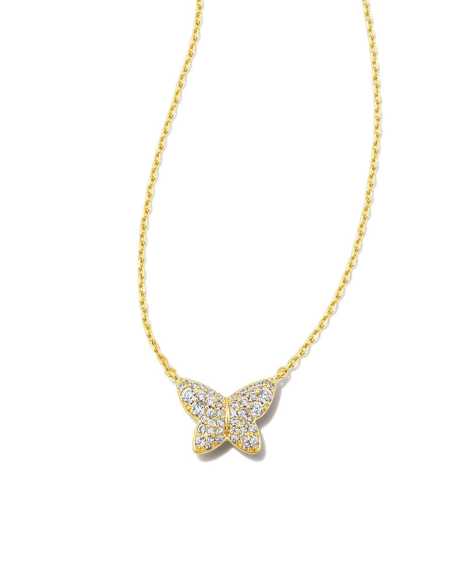 Kendra Scott. Lillia Crystal Pendant Necklace Gold White Crystal.