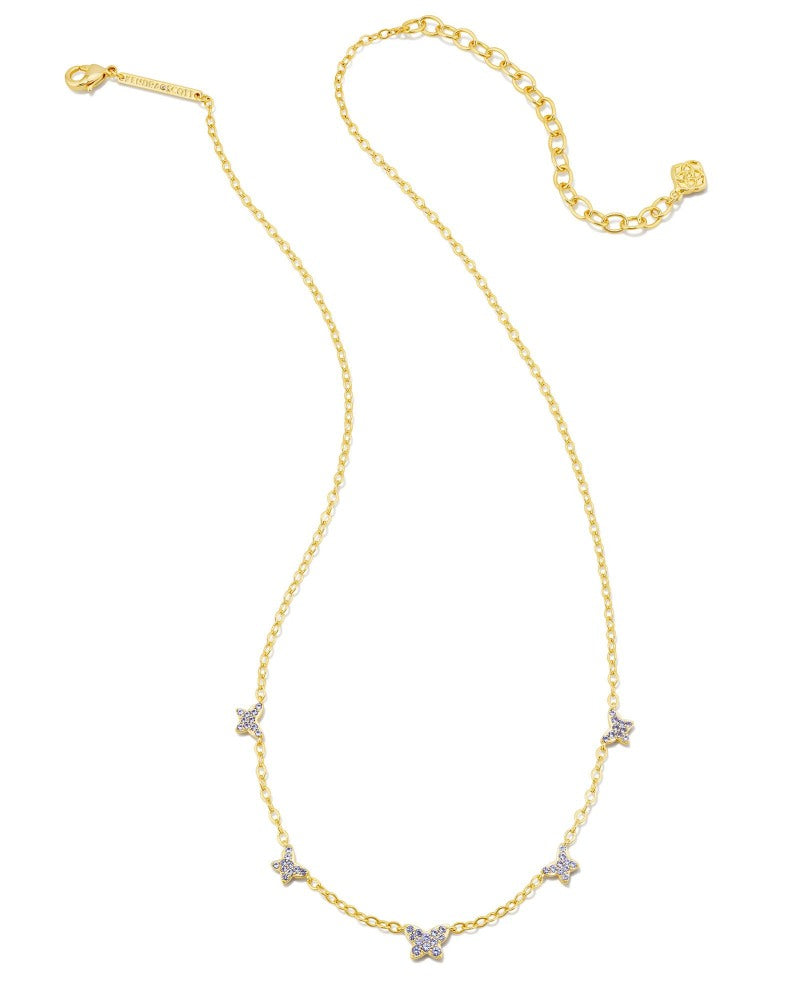 Kendra Scott Lillia Crystal Strand Necklace Gold Violet Crystal.