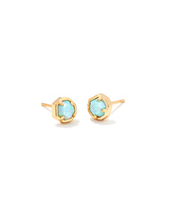 Nola Stud Earrings Gold Angel Blue Kyocera Opal