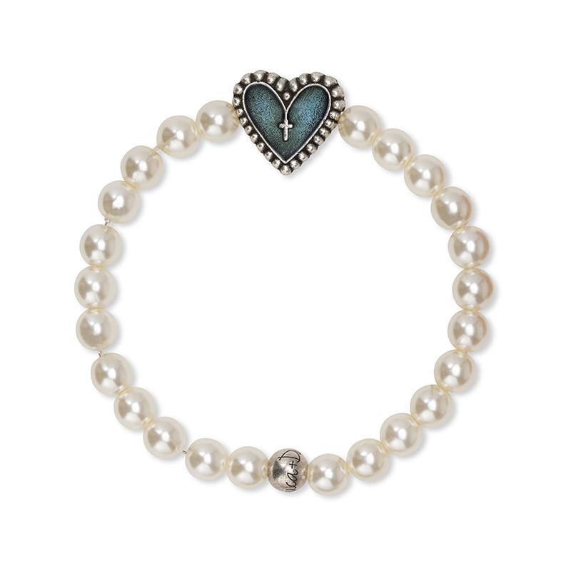 Rosary Heart Stretch Bracelet - Luca and Danni