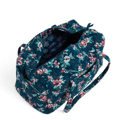 Vera Bradley large travel duffel bag unzipped main pocket in Rose Toile pattern 