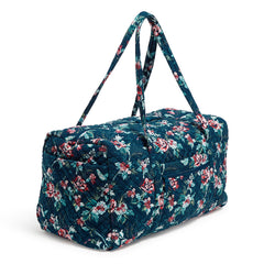 Vera Bradley large travel duffel bag with straps lifted up