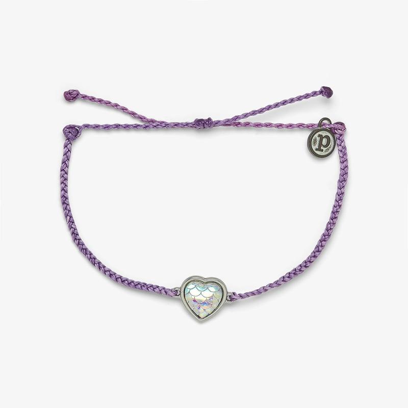Pura Vida Mermaid Heart Charm Light Purple Bracelet