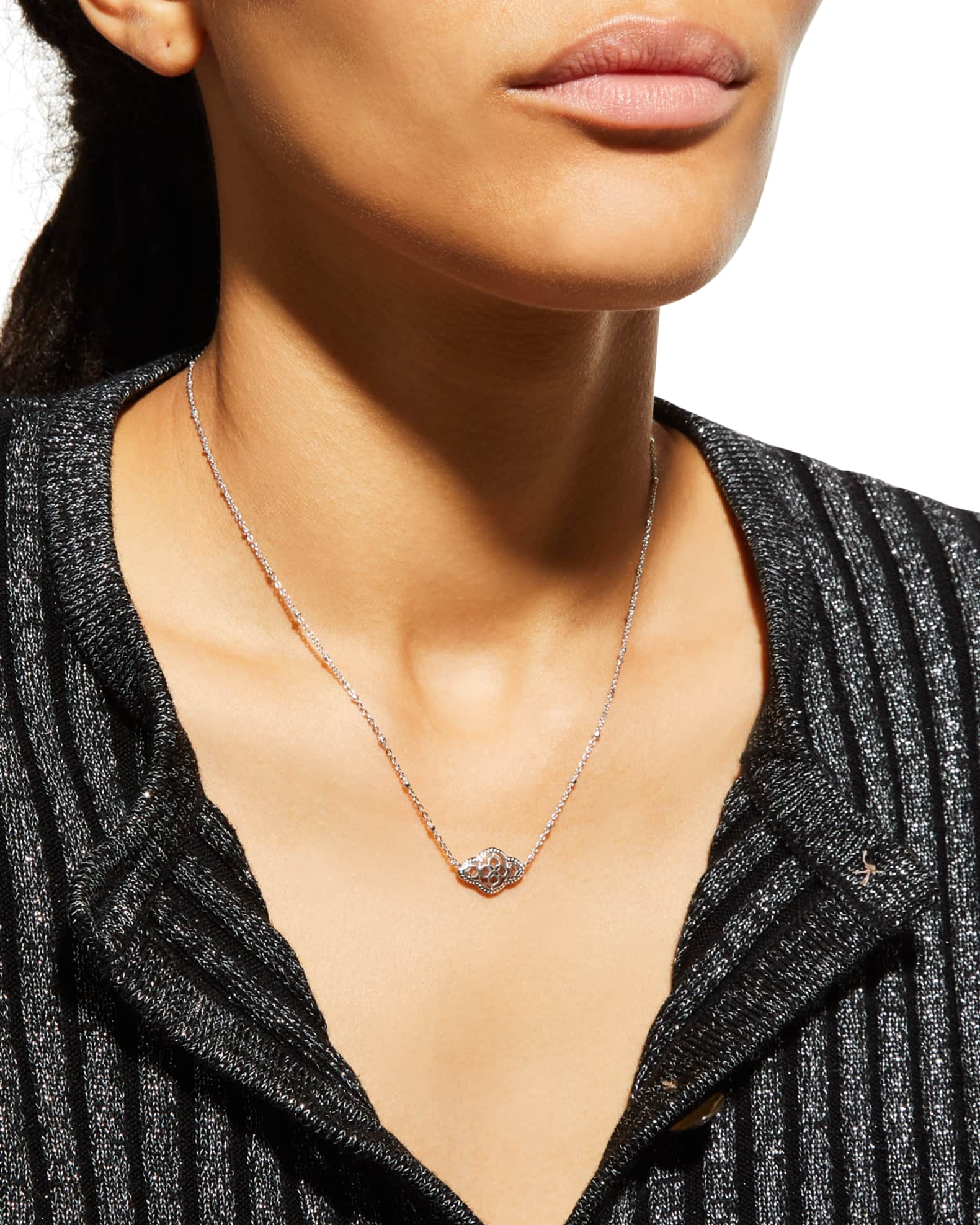 Abbie Pendant Necklace Rhodium Metal