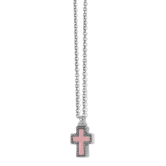 Dazzling Cross Pink Necklace Front View 1500