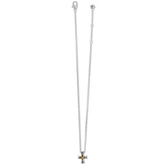 Meridian Two Tone Mini Cross Necklace - Adjustable length - Brighton
