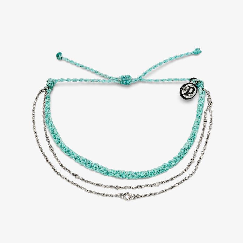 Pura Vida Satellite Chain Silver Bracelet Seafoam