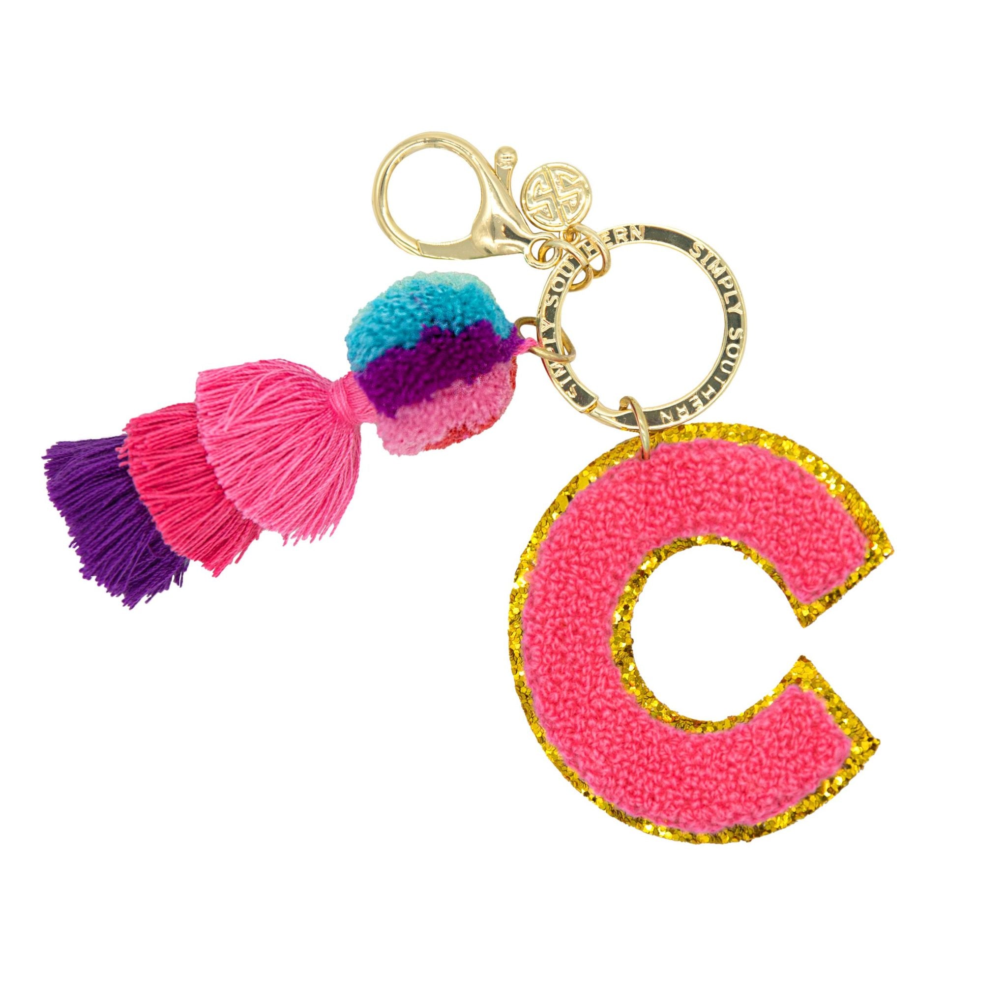 Varsity Keychain Pink Initial