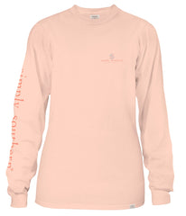 Front side of a pink Simply Southern long sleeve shirt