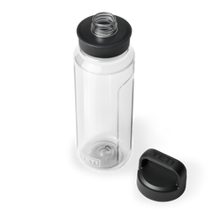 YETI Yonder 1L Water Bottle Clear, full top view, with lid on.