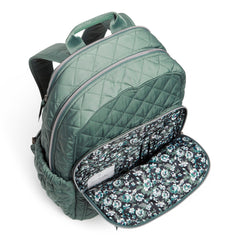 Vera Bradley Campus Backpack Front Pocket Unzipped Pocket In Performance Twill Olive Leaf Pattern