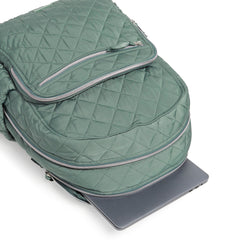 Vera Bradley Campus Backpack Laptop Pocket In Performance Twill Olive Leaf Pattern