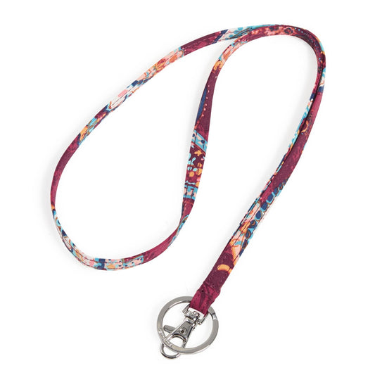 Vera Bradley classic lanyard with a key ring and badge clip. Shown in their Paisley Jamboree pattern 1800