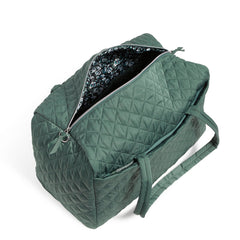 Vera Bradley Large Duffel Bag Unzipped Main Pocket In Olive Leaf Pattern