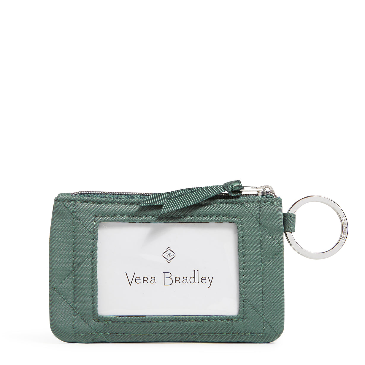 Vera Bradley Zip ID Case Front Window In Olive Leaf Pattern